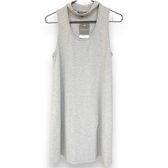 TOPSHOP High Neck Sleeveless Cutout Mini Shift Dress 8 NWT - Picture 2 of 4
